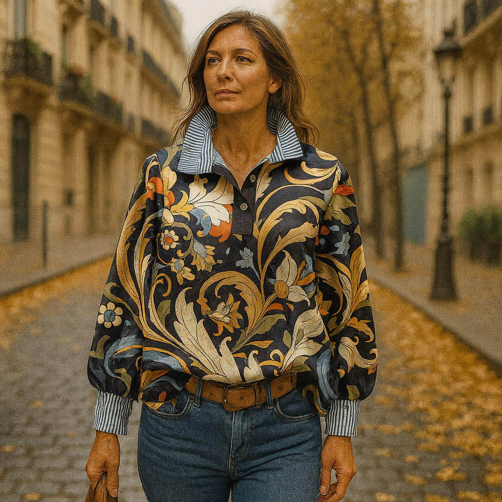 Maria Lopez Vintage – Midnight Baroque Bloom Blouse