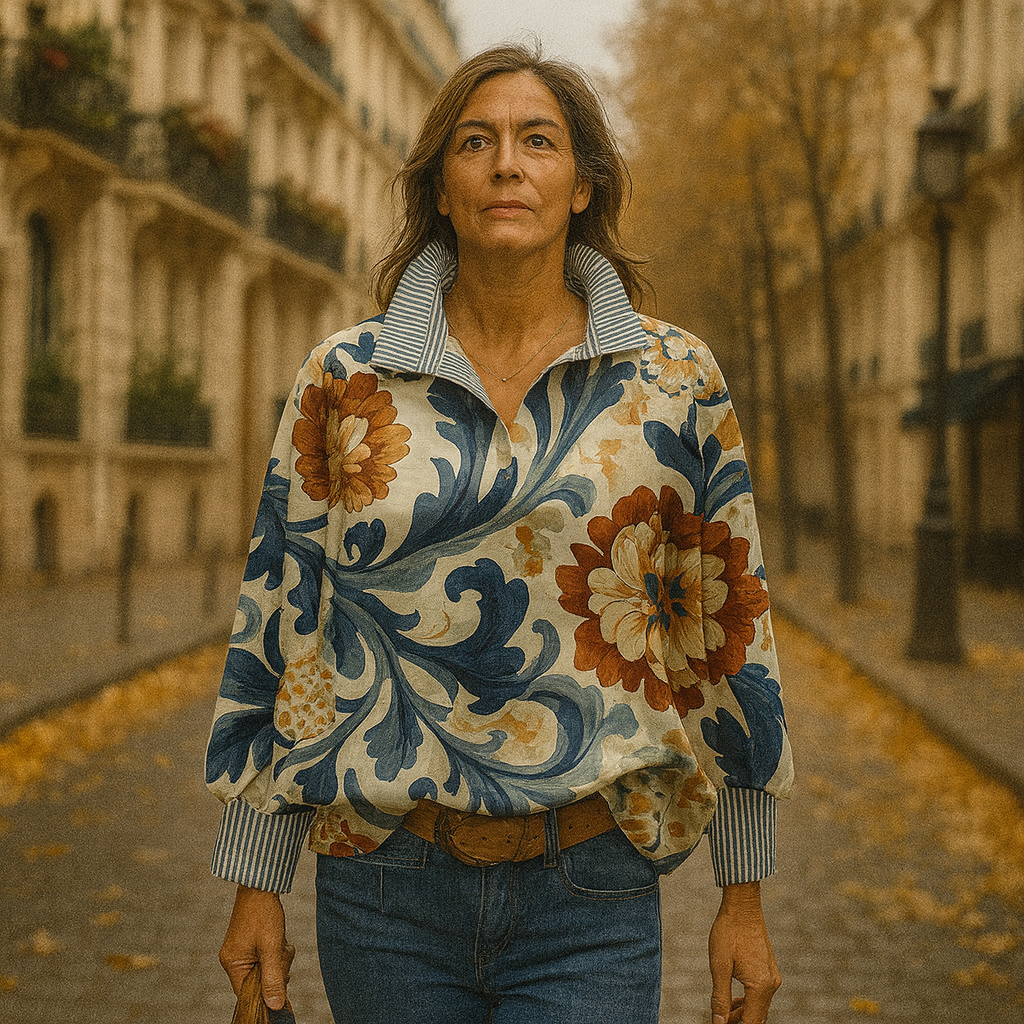 Maria Lopez Vintage – Royal Peony Scroll Blouse