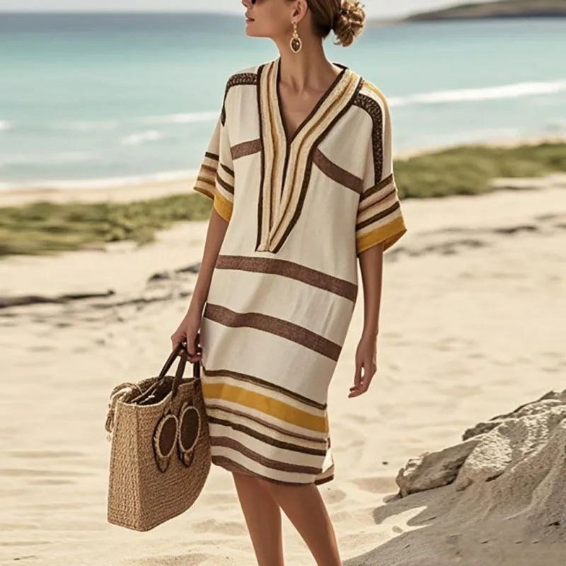 Belen – Striped Kaftan Dress