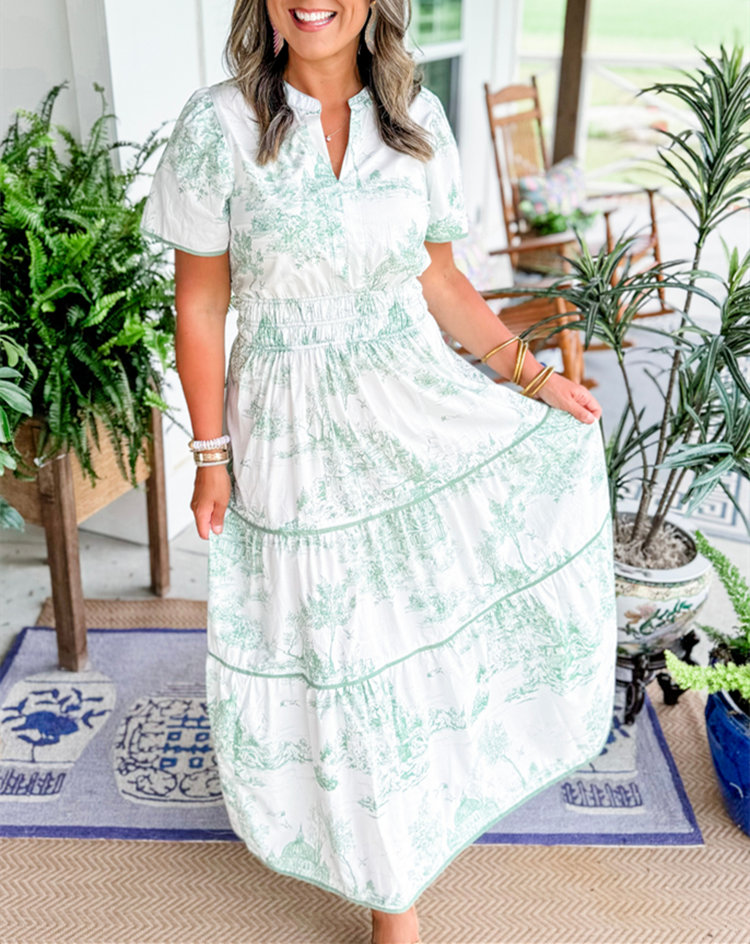 Hensley – Tiered Button Maxi Dress