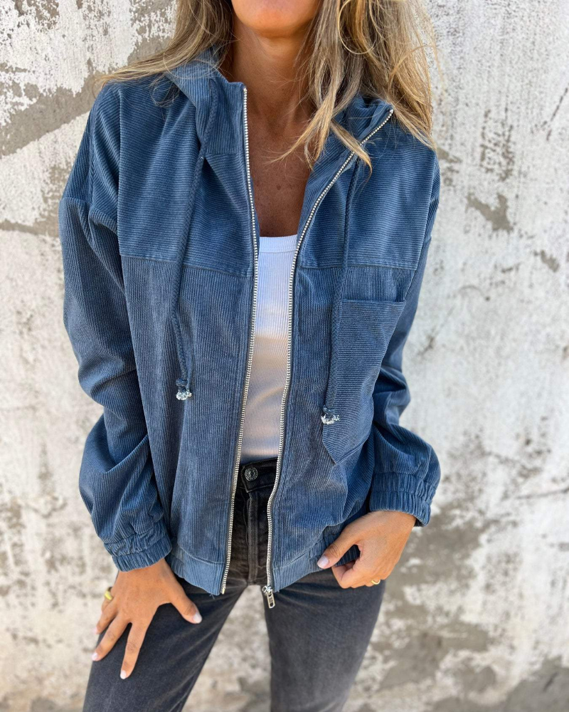 Danna | Corduroy Hooded Zip Jacket