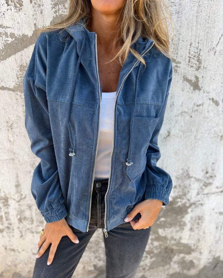 Danna | Corduroy Hooded Zip Jacket