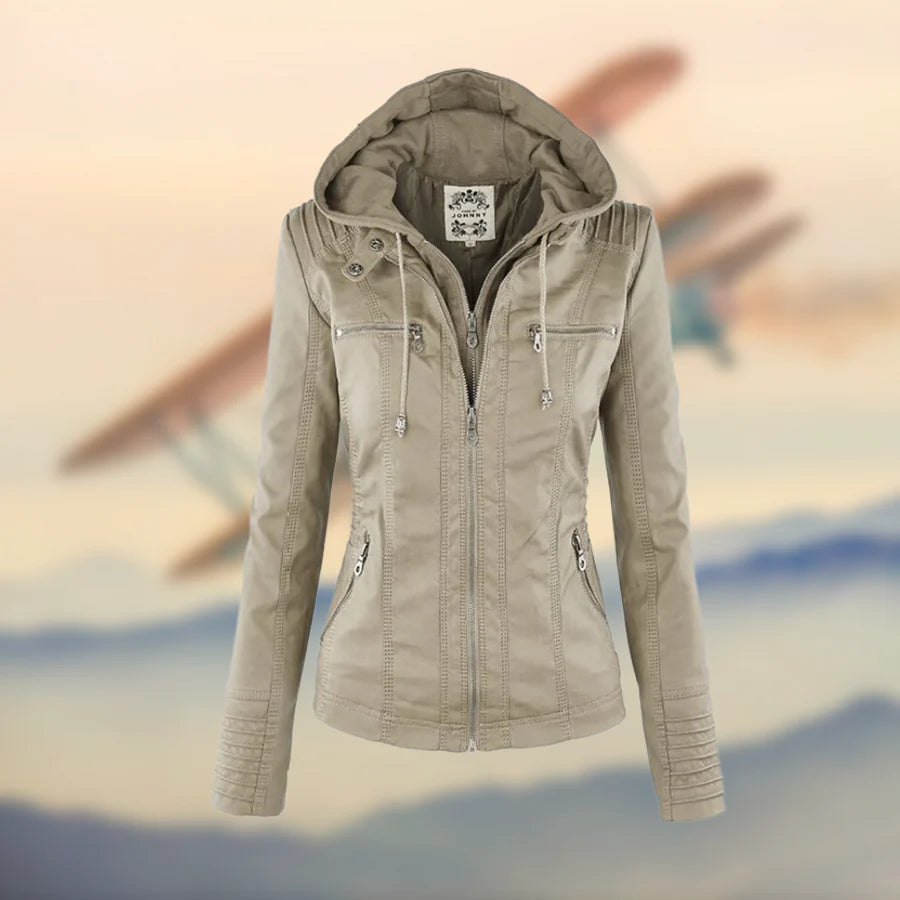 Carolina – Hooded Leather Jacket