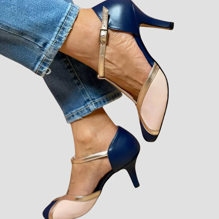 Fina | Chic Two-Tone Heeled Sandals