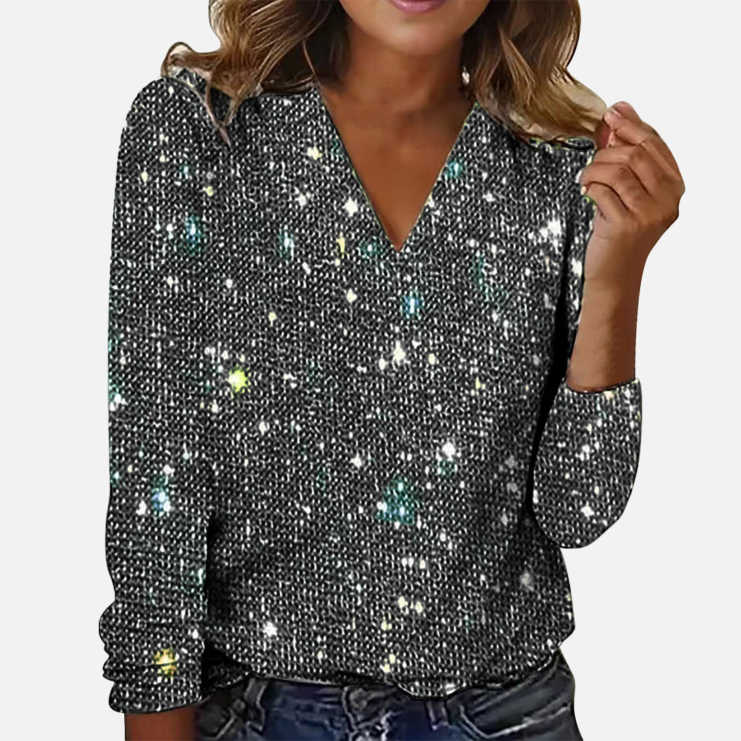 Kerris – Sequin V-Neck Top