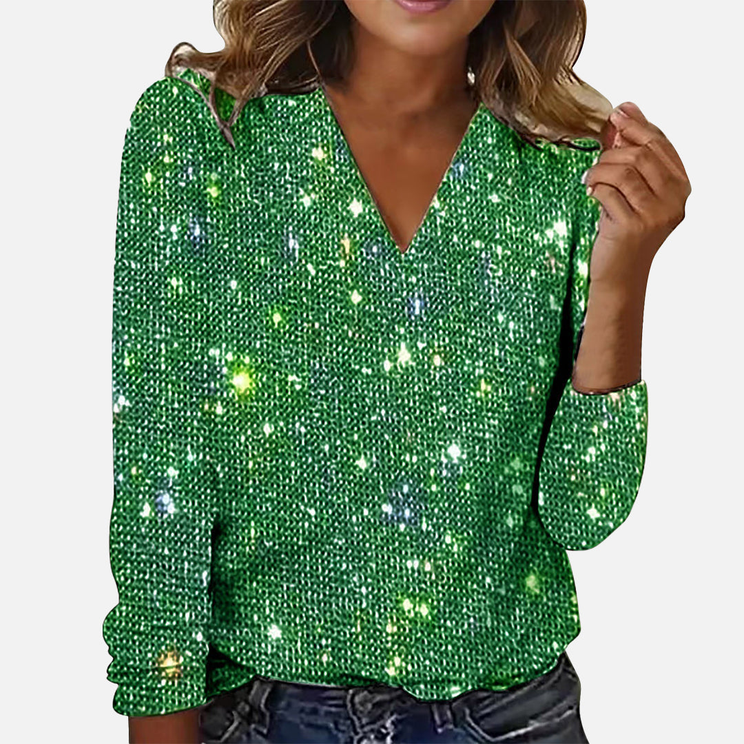 Kerris – Sequin V-Neck Top