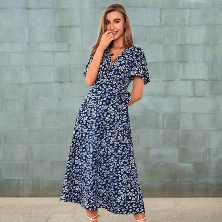 Fritha – Floral V-Neck Midi Dress
