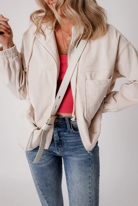 Danna | Corduroy Hooded Zip Jacket
