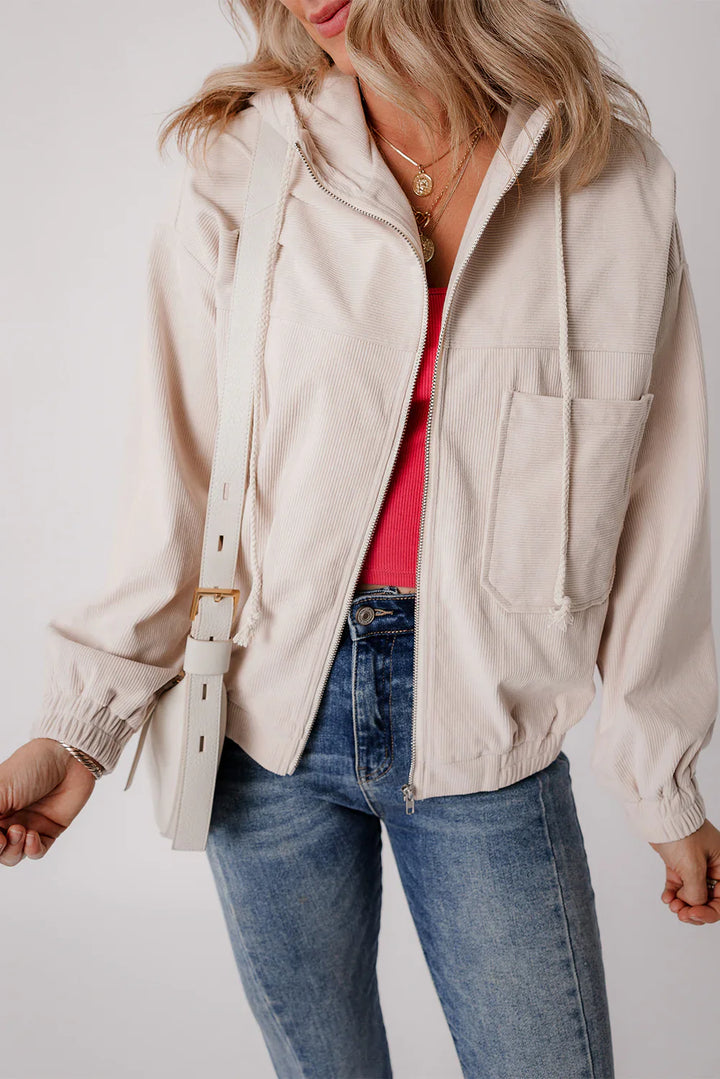 Danna | Corduroy Hooded Zip Jacket