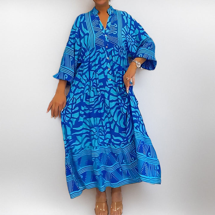 Abalina – Longline Patterned Maxi Dress