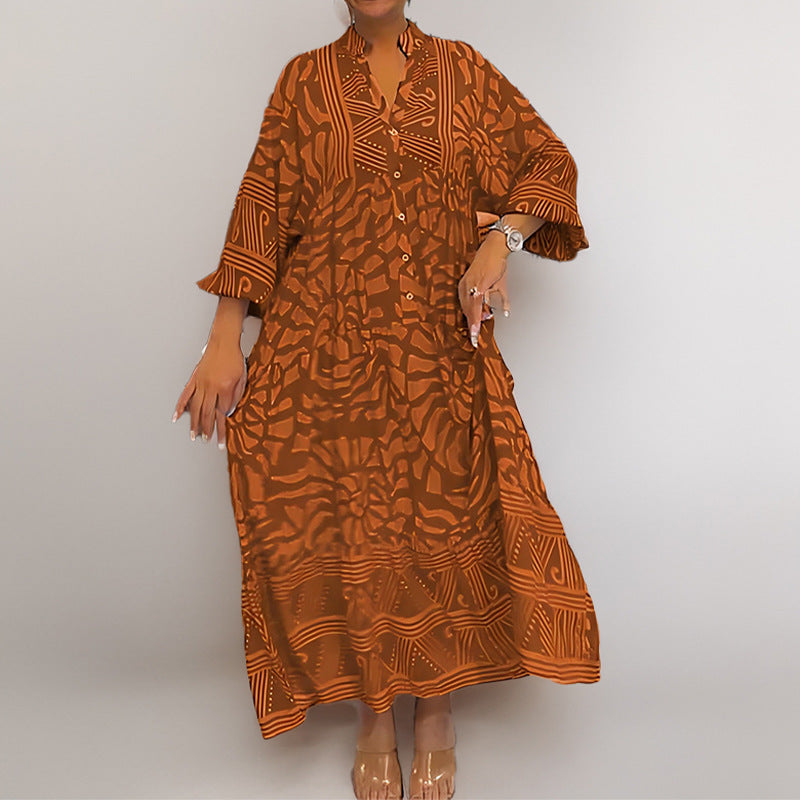 Abalina – Longline Patterned Maxi Dress