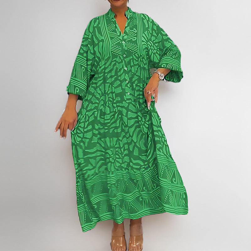 Abalina – Longline Patterned Maxi Dress