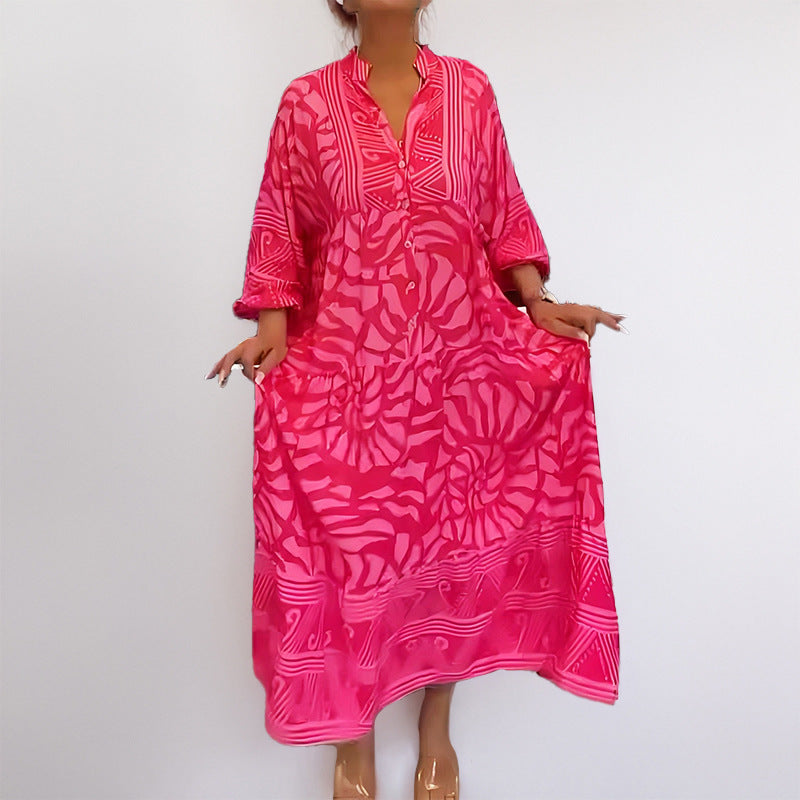 Abalina – Longline Patterned Maxi Dress