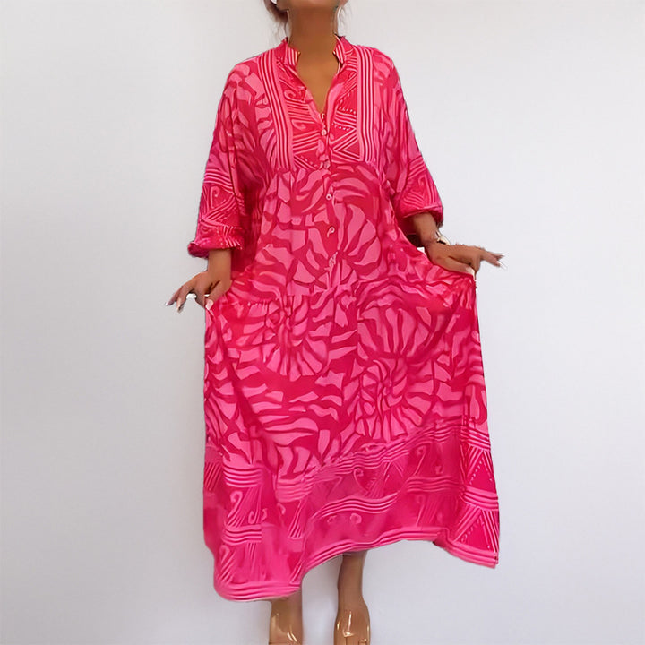 Abalina – Longline Patterned Maxi Dress