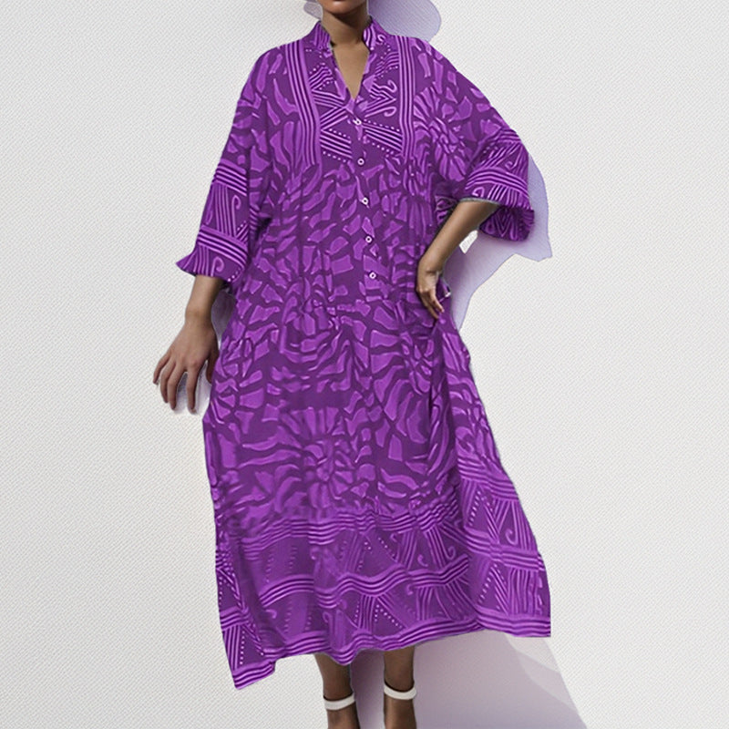 Abalina – Longline Patterned Maxi Dress