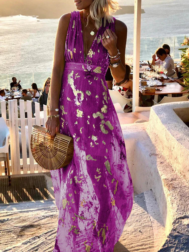 Unity – Metallic Abstract Maxi Dress