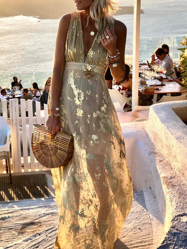Unity – Metallic Abstract Maxi Dress