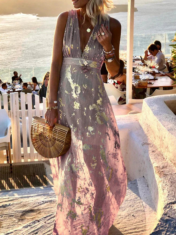 Unity – Metallic Abstract Maxi Dress