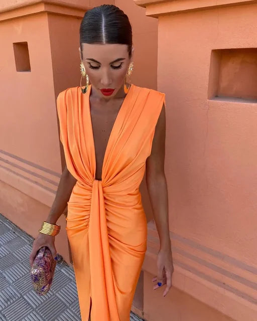 Orielle – Sunset Ruched Maxi Dress