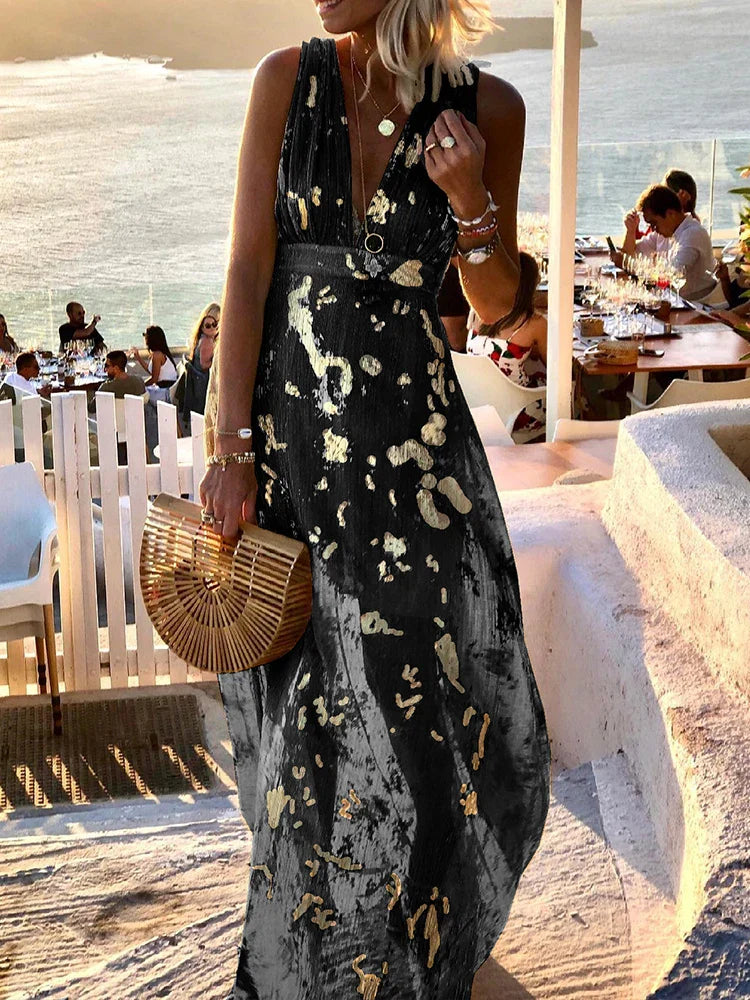 Unity – Metallic Abstract Maxi Dress