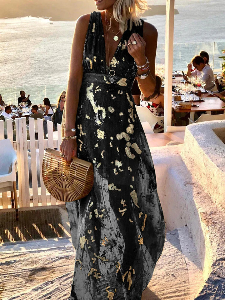 Unity – Metallic Abstract Maxi Dress