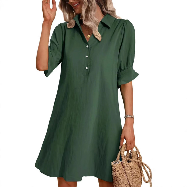 Felicine – Collared Button-Front Shift Dress