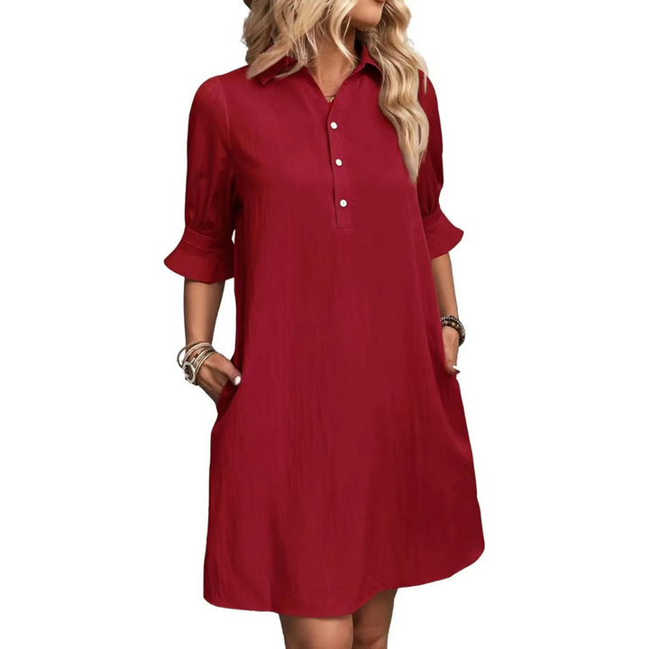 Felicine – Collared Button-Front Shift Dress