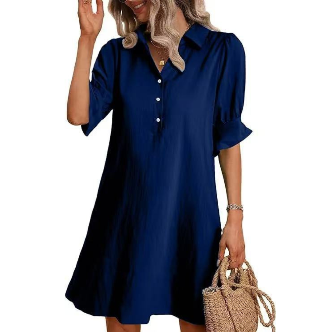 Felicine – Collared Button-Front Shift Dress