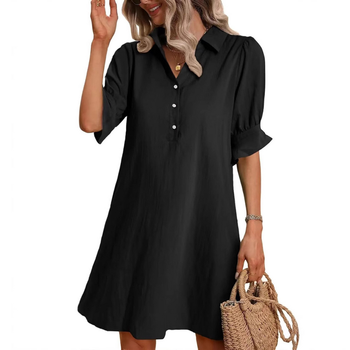 Felicine – Collared Button-Front Shift Dress