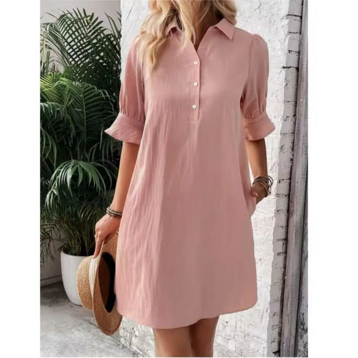 Felicine – Collared Button-Front Shift Dress