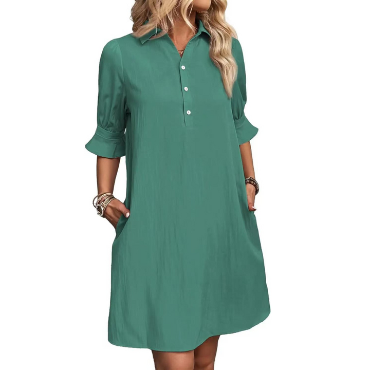 Felicine – Collared Button-Front Shift Dress