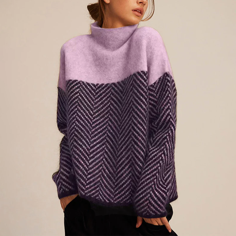 Kendra – Patterned High Neck Jumper