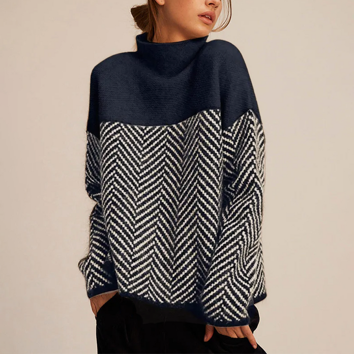 Kendra – Patterned High Neck Jumper