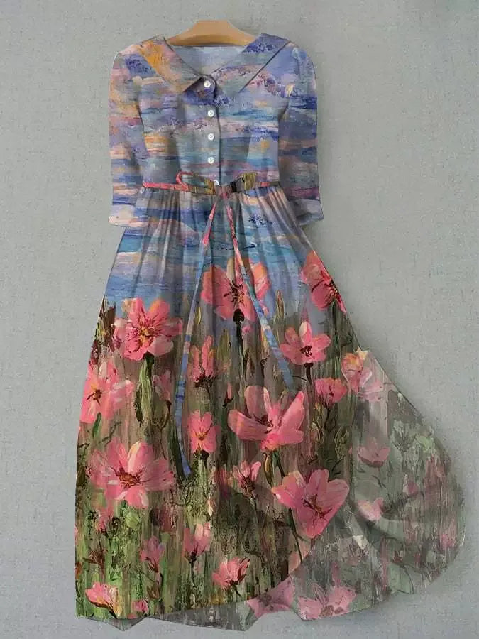 Cyrennia – Floral Buttoned Midi Dress