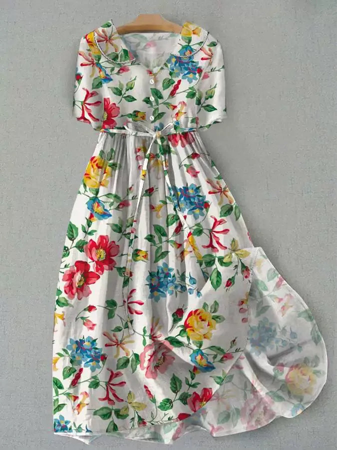 Cyrennia – Floral Buttoned Midi Dress