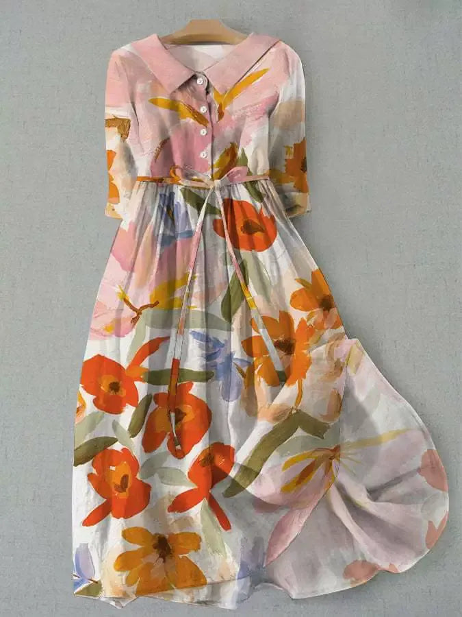 Cyrennia – Floral Buttoned Midi Dress
